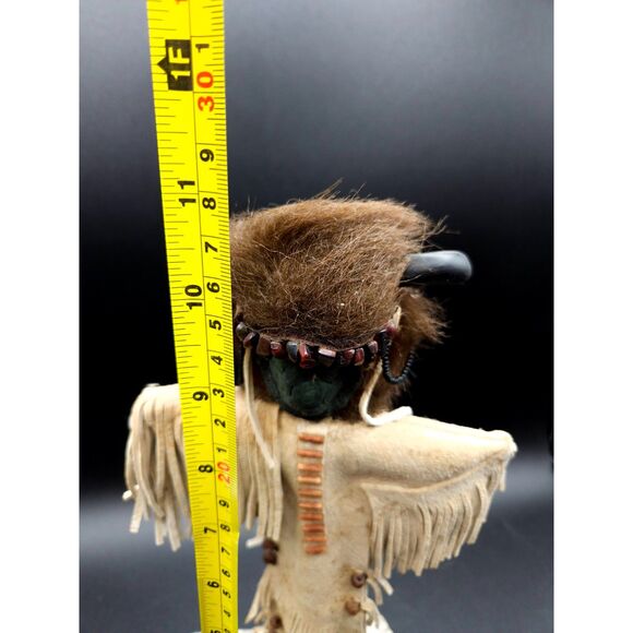 Vintage Kachina Doll Signed Paki Buffalo Head Leather Clothing - Picture 10 of 10